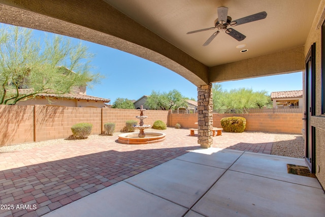3030 N Saranac, Mesa, AZ 85207 - fenced backyard featuring a patio and ceiling fan