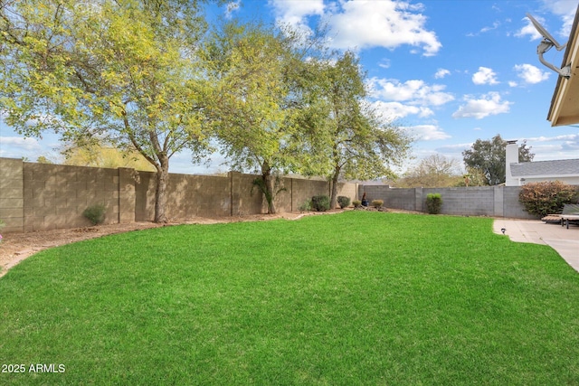 view of yard with a fenced backyard