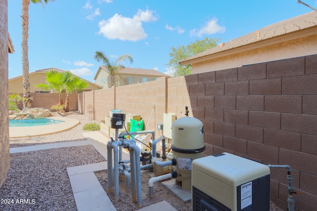 view of patio with a fenced in pool