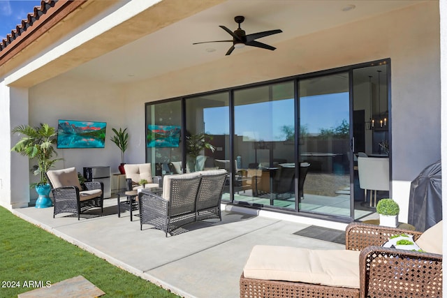 view of patio / terrace featuring outdoor lounge area and ceiling fan