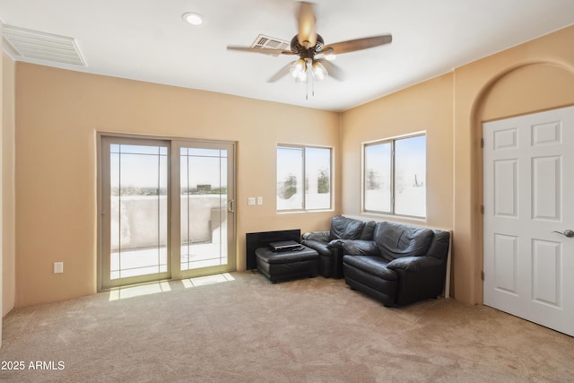 40834 N 26th St, Cave Creek, AZ 85331 - living room with carpet floors and ceiling fan