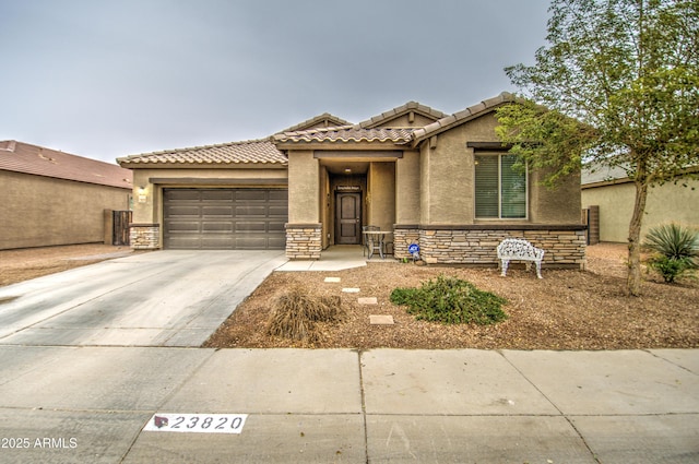 view of front of property with a garage