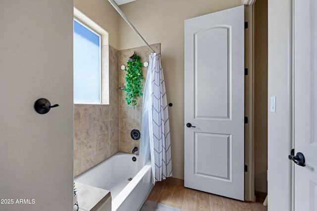 1008 E Mano Dr, New River, AZ 85087 - full bathroom with shower / tub combo and wood finished floors