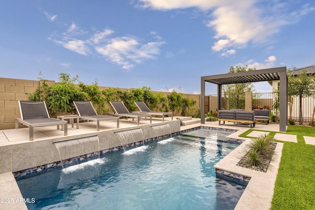 view of pool featuring a patio area and a fenced backyard