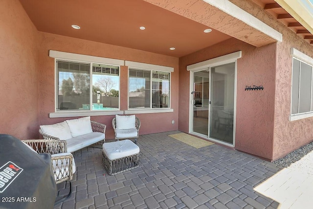 view of patio featuring an outdoor hangout area