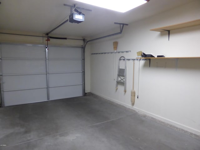 garage with a garage door opener