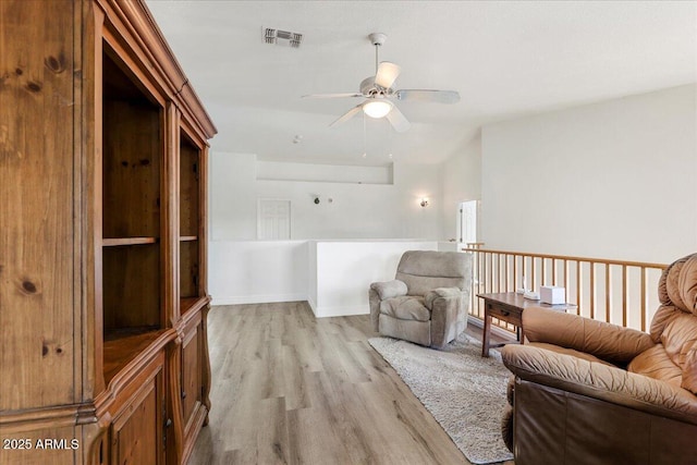 462 W Myrtle Dr, Chandler, AZ 85248 - living room with light wood-type flooring and ceiling fan