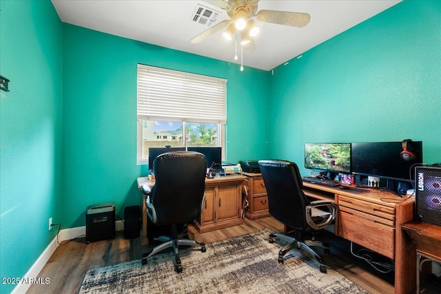 462 W Myrtle Dr, Chandler, AZ 85248 - office with ceiling fan, wood finished floors, and baseboards