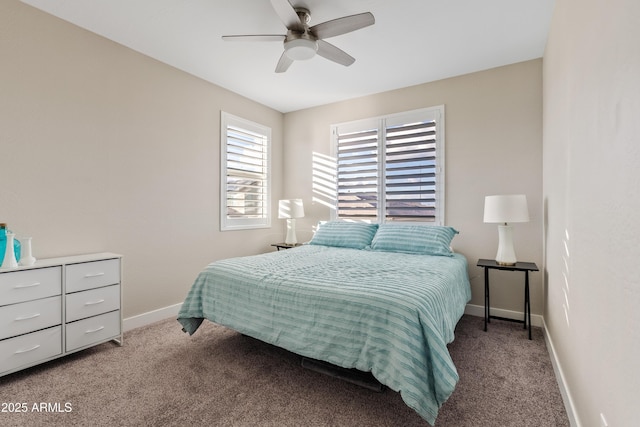 bedroom featuring carpet and ceiling fan