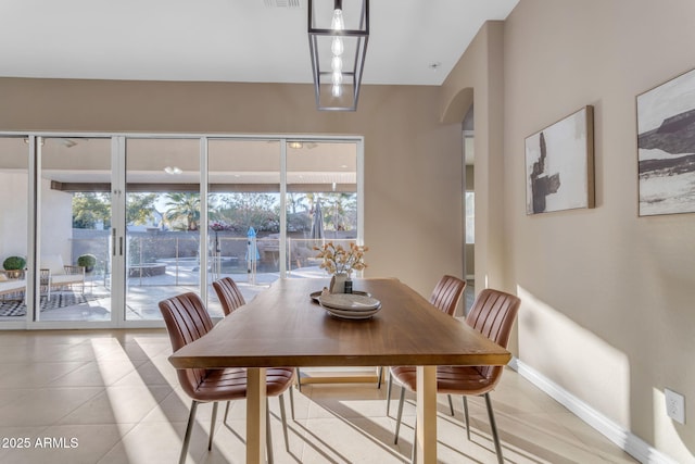 view of tiled dining area