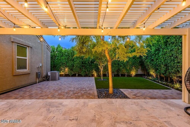 view of patio / terrace featuring cooling unit and a pergola