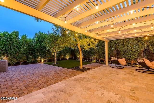 view of patio featuring cooling unit and a pergola