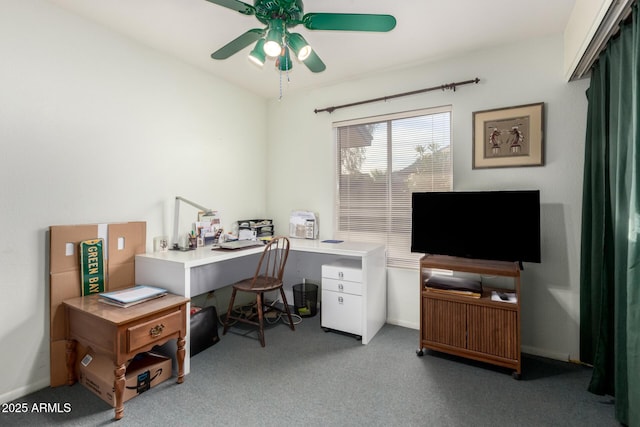 1409 S Revere, Mesa, AZ 85210 - home office with a ceiling fan and carpet flooring