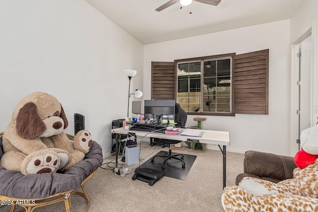 11122 E Tripoli Ave, Mesa, AZ 85212 - office featuring ceiling fan, carpet floors, and vaulted ceiling