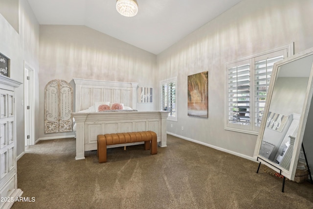 4735 E Harmony Cir, Mesa, AZ 85206 - bedroom with carpet floors and high vaulted ceiling