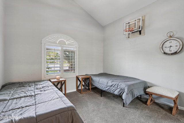 4735 E Harmony Cir, Mesa, AZ 85206 - bedroom featuring carpet and high vaulted ceiling