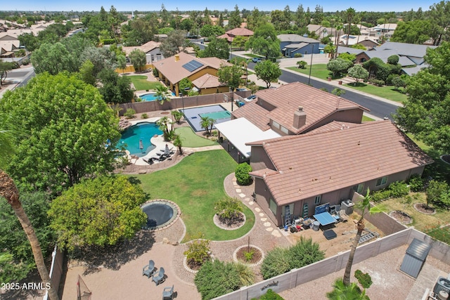 4735 E Harmony Cir, Mesa, AZ 85206 - aerial perspective of suburban area featuring a pool area