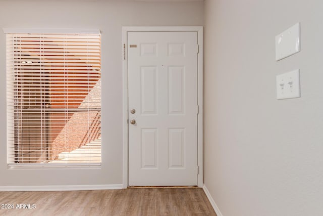 entryway with light hardwood / wood-style flooring