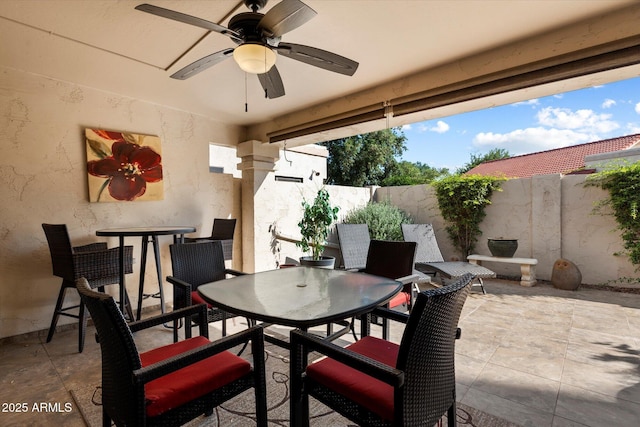18780 N 94th Ave, Peoria, AZ 85382 - fenced backyard with outdoor dining area, a patio area, and a ceiling fan
