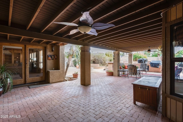 view of patio / terrace featuring ceiling fan