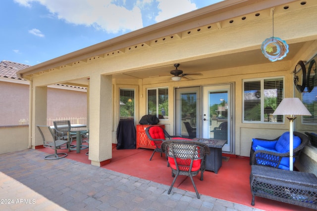 view of patio / terrace with an outdoor hangout area and ceiling fan