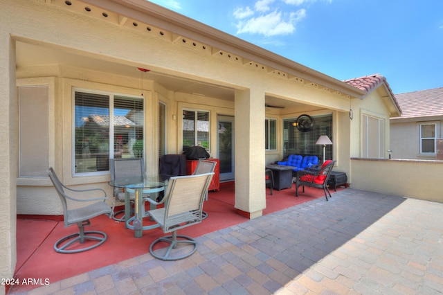 view of patio featuring an outdoor hangout area