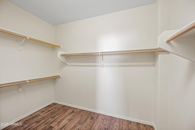 walk in closet with hardwood / wood-style floors