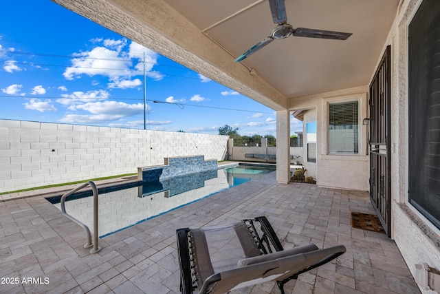 view of patio with a fenced backyard and a fenced in pool