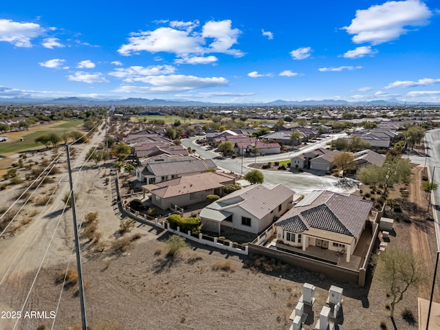 aerial view with a mountain view and a residential view