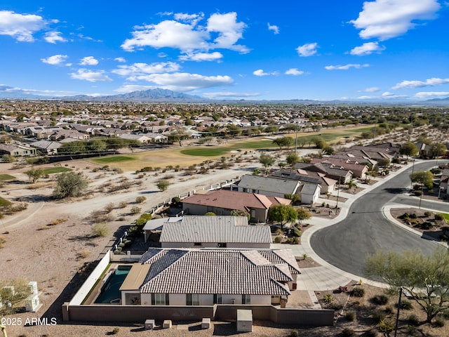 aerial view with a mountain view and a residential view