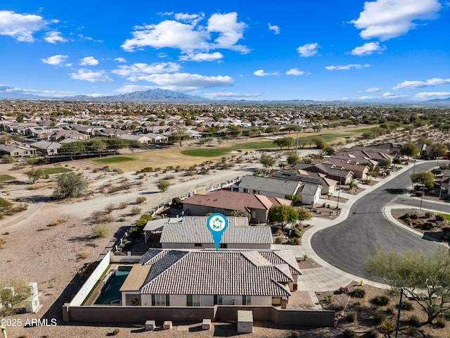 bird's eye view with a mountain view and a residential view