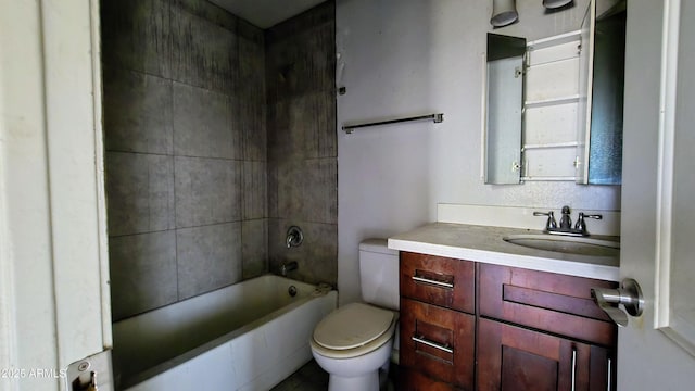 full bathroom featuring vanity, toilet, and shower / tub combination
