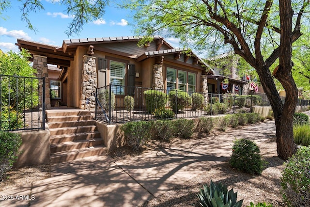 9262 E Desert Park Dr, Scottsdale, AZ 85255 - view of front of property with stone siding and a fenced front yard