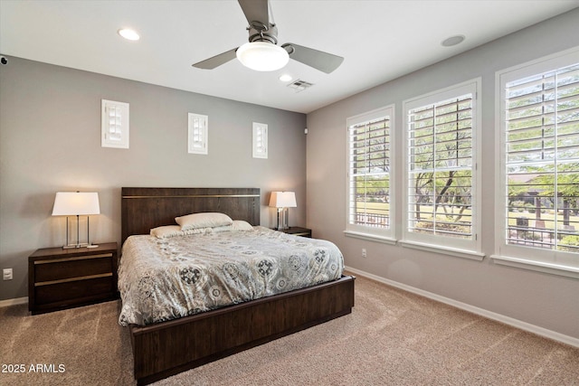 9262 E Desert Park Dr, Scottsdale, AZ 85255 - carpeted bedroom with multiple windows, recessed lighting, and ceiling fan