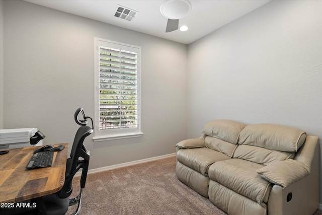 9262 E Desert Park Dr, Scottsdale, AZ 85255 - office area featuring carpet and ceiling fan
