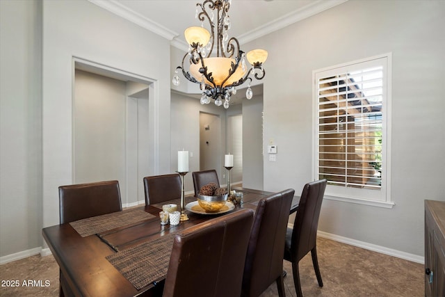 9262 E Desert Park Dr, Scottsdale, AZ 85255 - dining area featuring a chandelier and crown molding