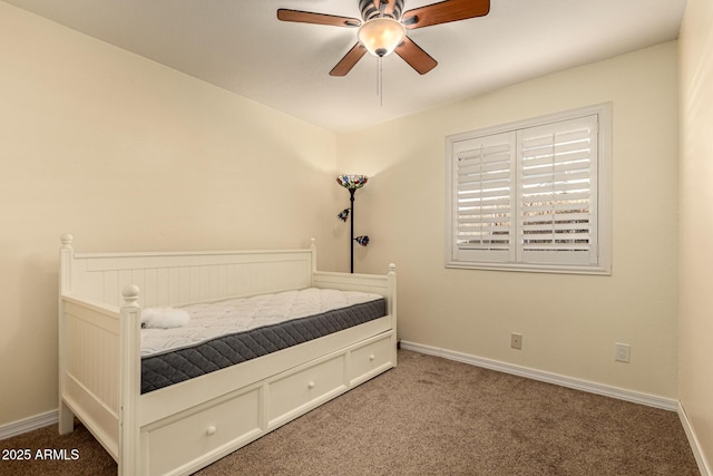 unfurnished bedroom with carpet and ceiling fan