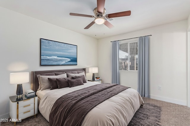 bedroom featuring carpet and ceiling fan