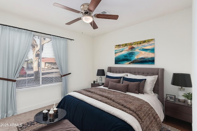 bedroom with carpet and ceiling fan