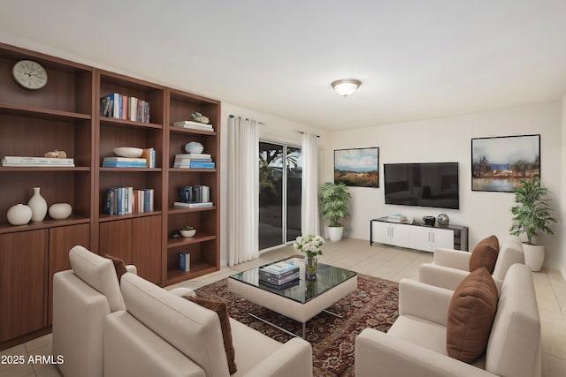 view of tiled living room