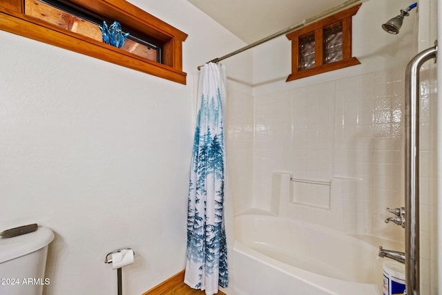 1528 Black Canyon Rd, Heber, AZ 85928 - bathroom featuring shower / bath combination with curtain and toilet