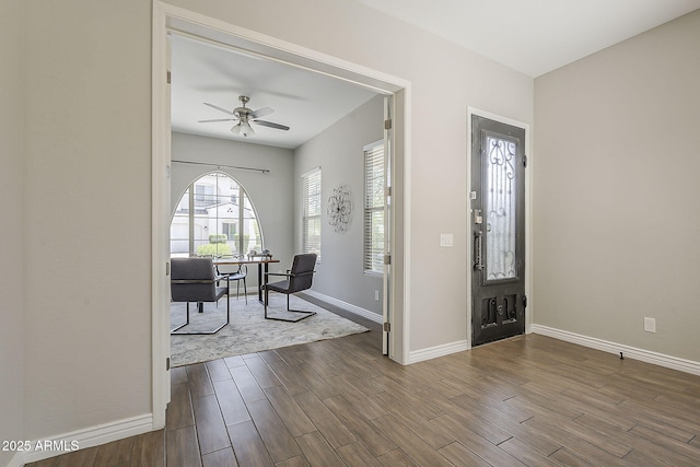 3310 E Los Gatos Dr, Phoenix, AZ 85050 - foyer with dark wood-type flooring and baseboards