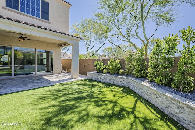 3310 E Los Gatos Dr, Phoenix, AZ 85050 - view of yard featuring ceiling fan and a patio