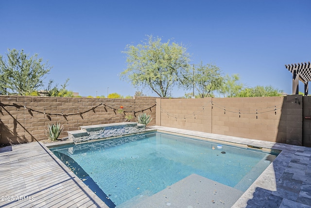 3310 E Los Gatos Dr, Phoenix, AZ 85050 - view of swimming pool with fence and an in-ground hot tub