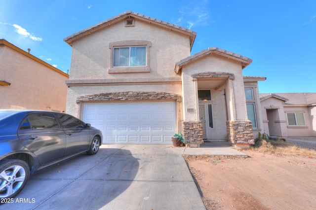 view of front of house with a garage