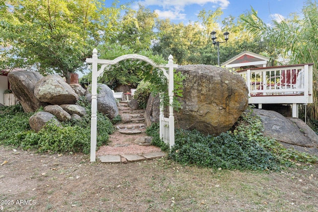 view of yard featuring a deck