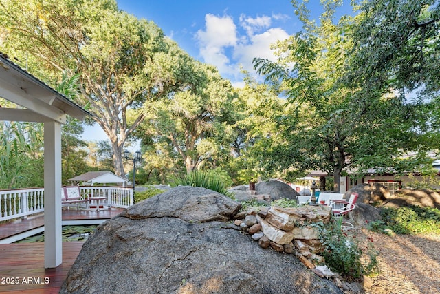 view of yard featuring a deck