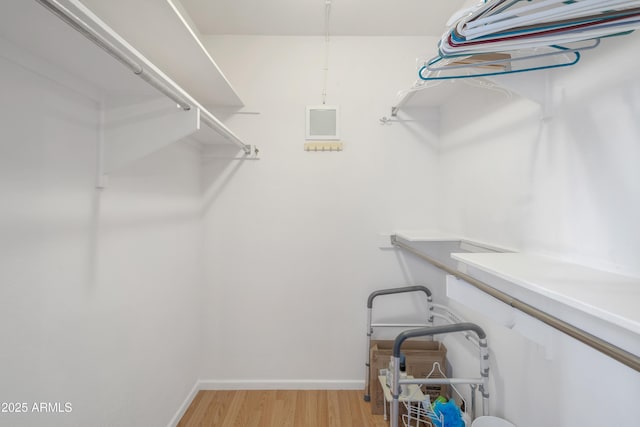 spacious closet with light wood-style flooring