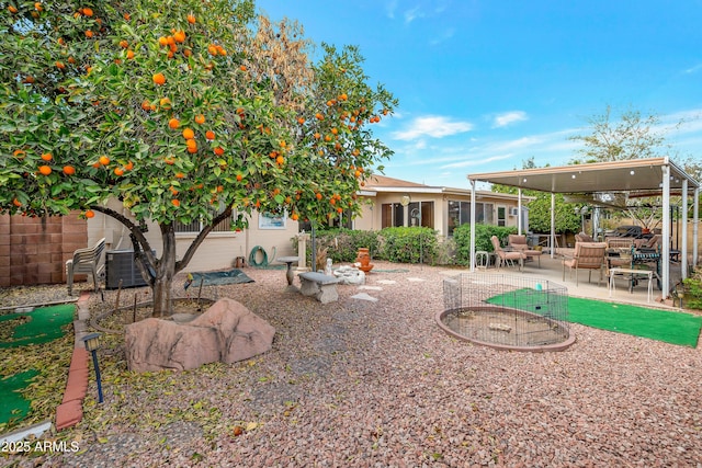 view of yard with a patio and fence