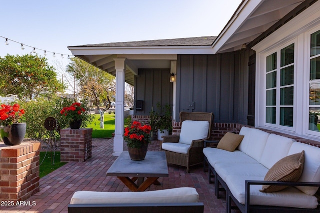 view of patio featuring an outdoor living space